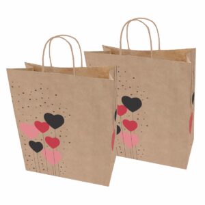 Sacolas Papel Kraft CORAÇÕES Tam M2 25X14X34 20 Un.