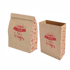 Sacos Papel Kraft FEITO COM AMOR M2 25X14X34 50 Un.
