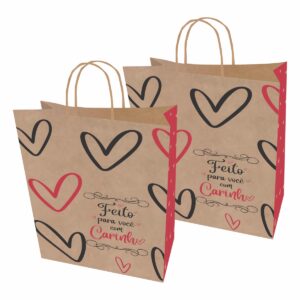 Sacolas Papel Kraft FEITO P VOCE Tam M2 25X14X34 100 Un.