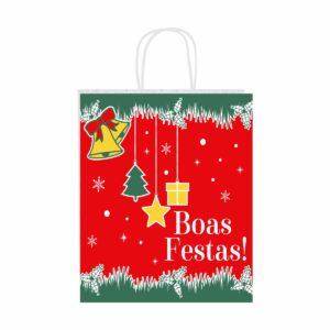 Sacolas Papel Kraft NATAL VERDE Tam G 30X19X31 20 Un.