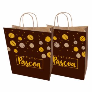 Sacolas Papel Kraft PASCOA OVO Tam P 18X10,5X26 100 Un.