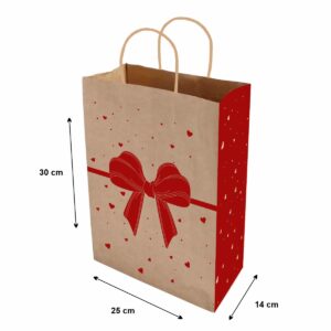 Sacolas Papel Kraft LAÇO Tam M2 25X14X30 50 Un.