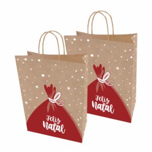 Sacolas Papel Kraft NATAL SACO Tam M2 25X14X31 100 Un.