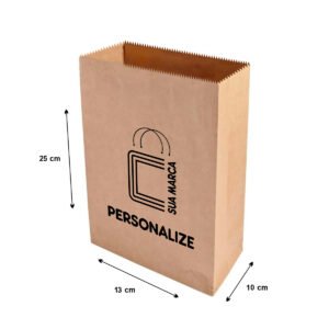 Sacos Papel Kraft PERSONALIZE Tam PP 13X10X25 3000 Un.