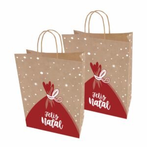 Sacolas Papel Kraft NATAL SACO Tam G 30X19X31 100 Un.